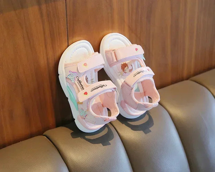 Girls Sandals Gladiator Cartoon Sweet Soft Children Beach Shoes Kids Summer Floral Sandals Princess Shoes Fashion Cute