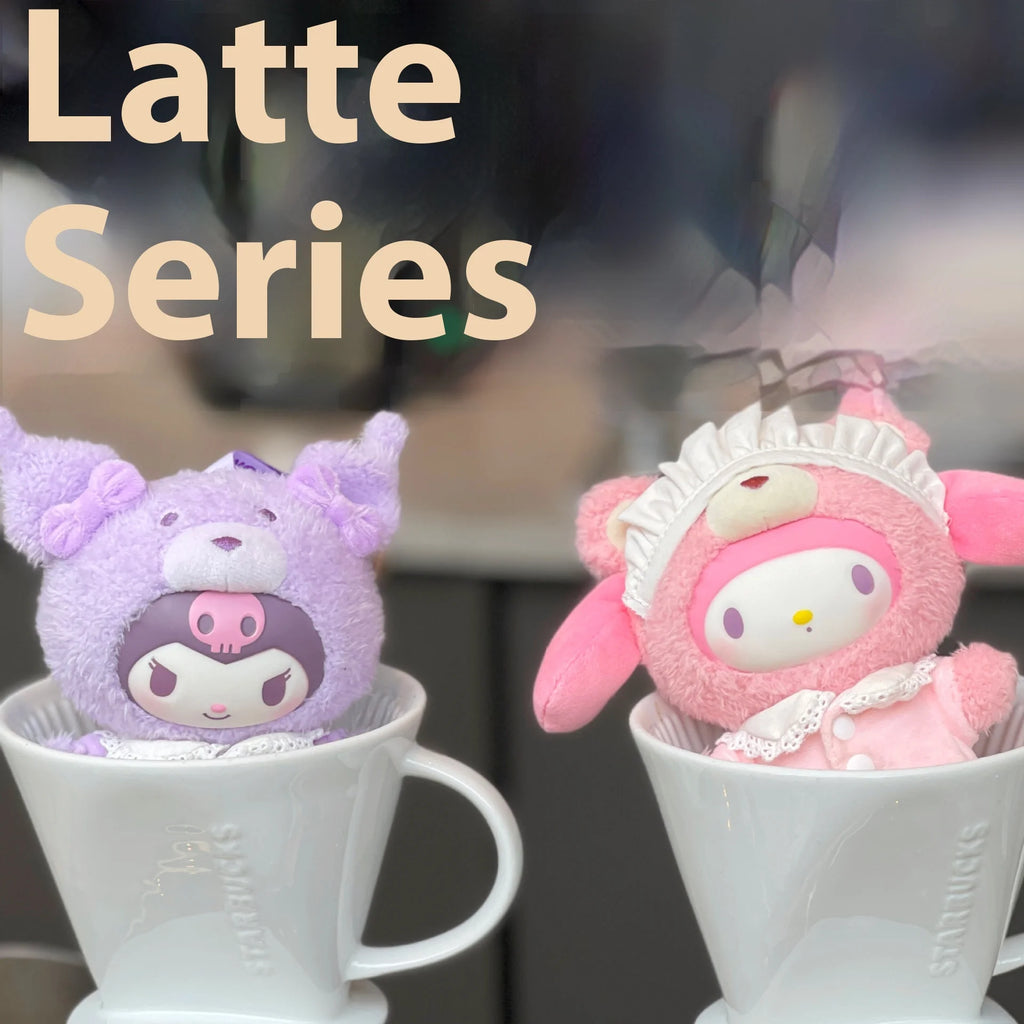 High quality 1:1 Sanrio Characters Latte Baby Series Kuromi KittyCat Velvet Doll Blind Box Pendant Accessories Birthday Gift