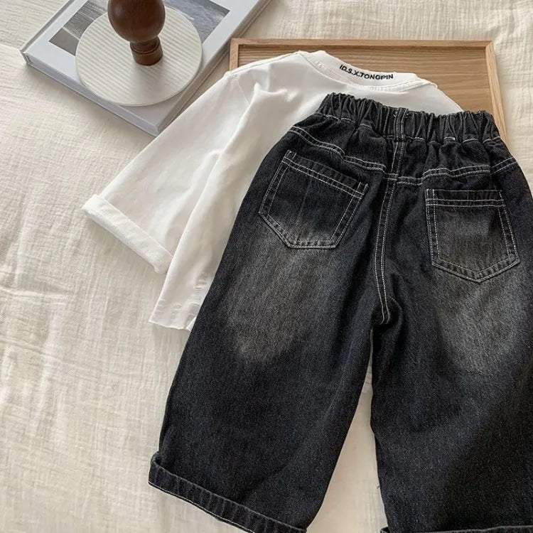Boys' Trendy Jeans 2025 Spring Autumn Kids Casual Long Pants, Versatile & Stylish Children's Denim Wear for Ages 6-12