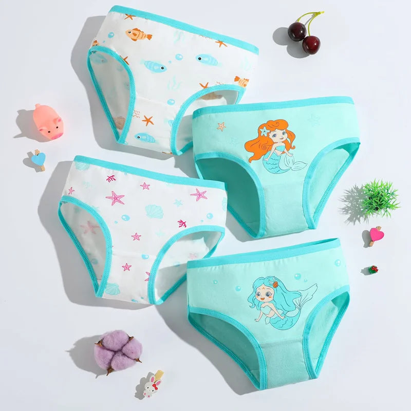 1/4/8/12 Pcs/Pack Children Girls Panties Underwear Sets Cotton Cartoon Unicorn Print Child Panties for Girl Kid Boxer Breathable