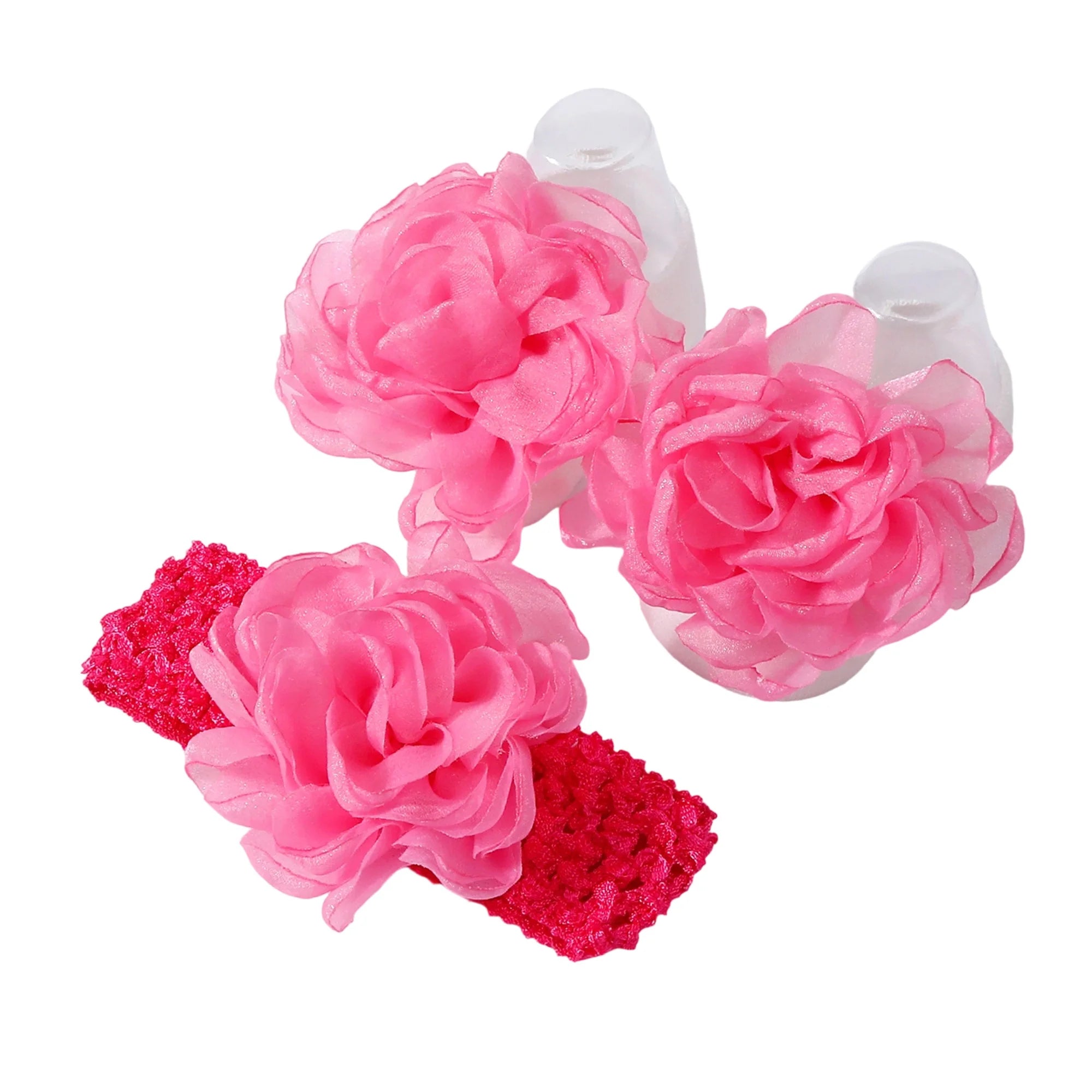 Adorable Baby Girls Hair Bow Clips and Socks Set Sweet Floral Headbands and Ankle Socks Infant Christening Outfit Accessory