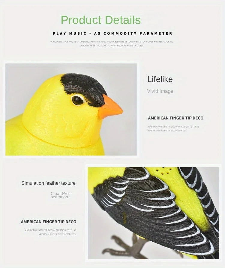 Electric Singing Bird Toy Cute Interactive Bird Toy Simulation Electronic Bird Toys for Kids with Motion & Sound Control