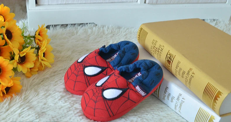 Disney Indoor Home Slippers Parent-child Heel Cotton Cartoon Slippers Anti-Skid Floor Children's Shoes Breathable Slippers Red