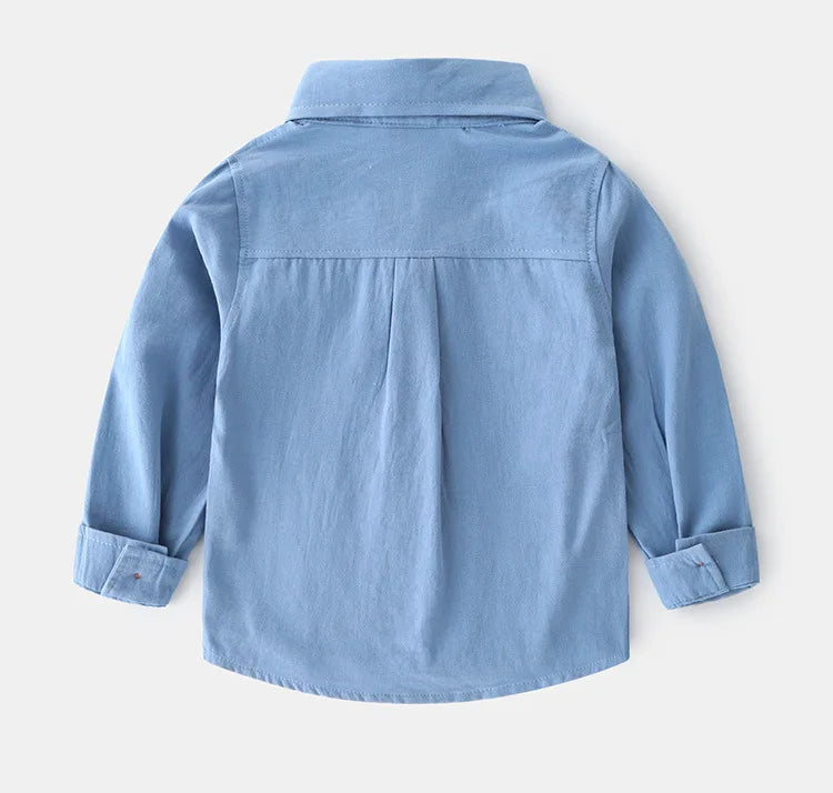 IYEAL Kids Spring Children's Clothes 2025 New Long Sleeve Boys Tops Shirt Solid Color Pure Cotton Shirt for Girl