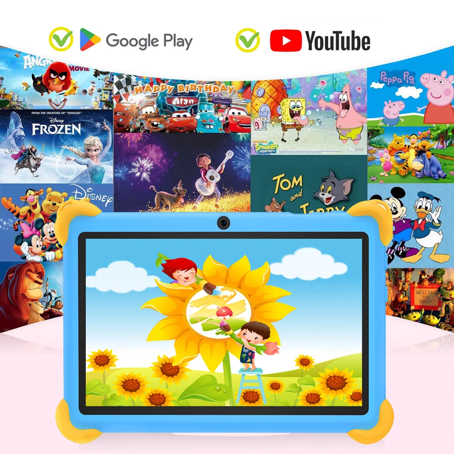 7 Inch 5G Kids' Tablet with Cartoon Pattern Android Learning Education PC with Kids-Proof Case 4000mAh Tablet