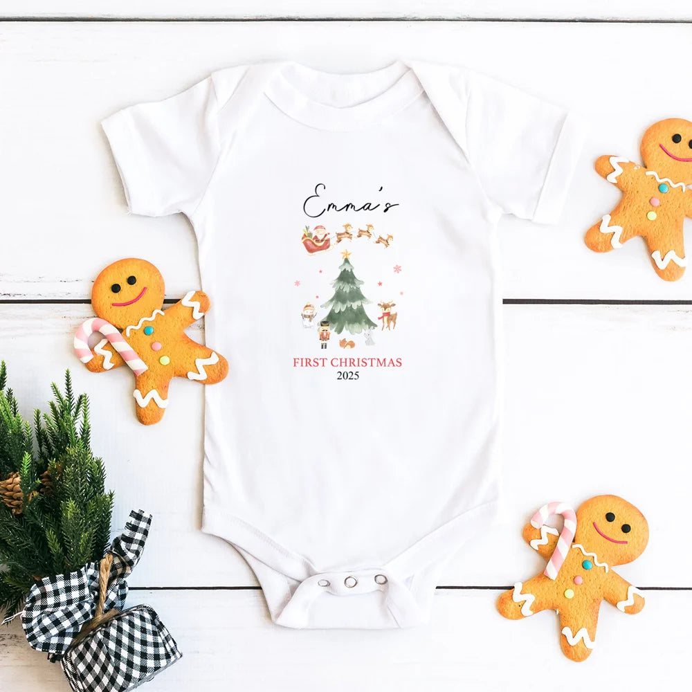 Personalised Baby First Christmas Rompers Newborn First Christmas Outfit Babies 1st Xmas Gift Idea Little Reindeer Xmas Cloth
