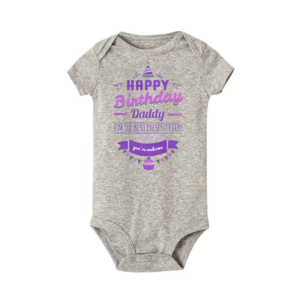 Happy Birthday Daddy Newborn Baby Bodysuit Gender Neutral Baby Stuff Infant Clothes Twins Outfit Romper Father Birthday Present