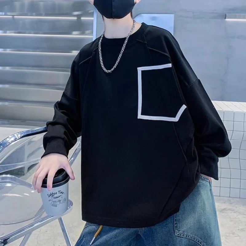 Long Sleeve Cotton T-shirt 8 To 10 Year Old Boy Clothes Children's Clothing Boys Kids 2025 Outdoor Boys' From 12 Years T-shirts