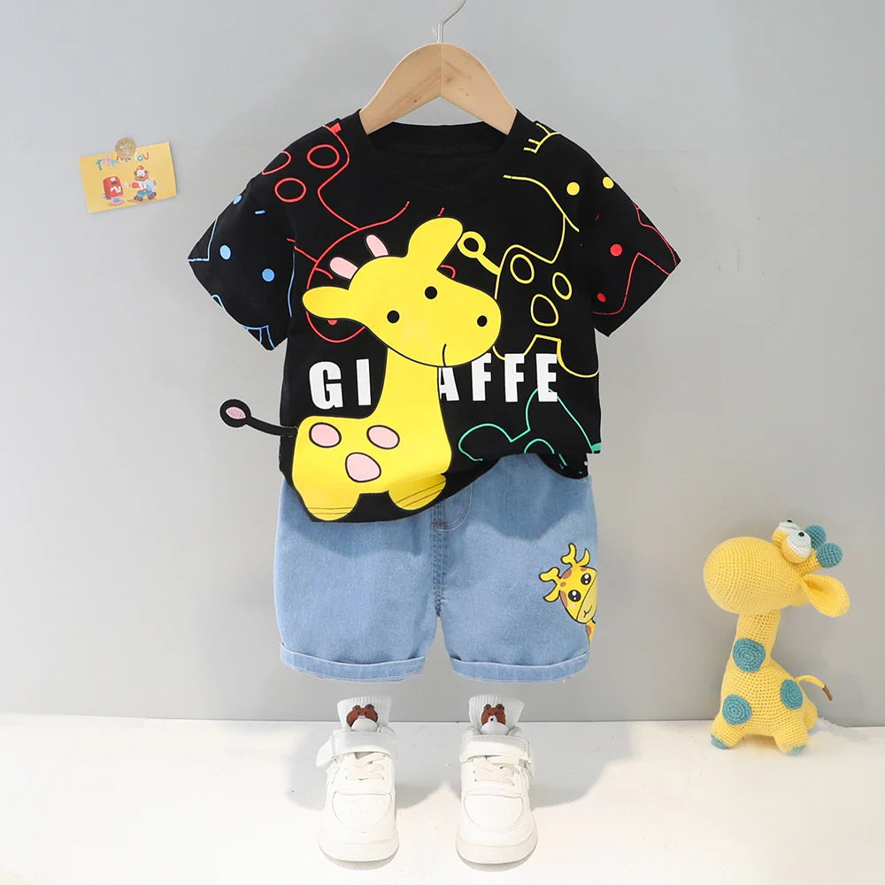 New Summer Baby Girls Clothes Suit Children Boys Fashion Cartoon T-Shirt Shorts 2Pcs/Sets Toddler Casual Costume Kids Tracksuits