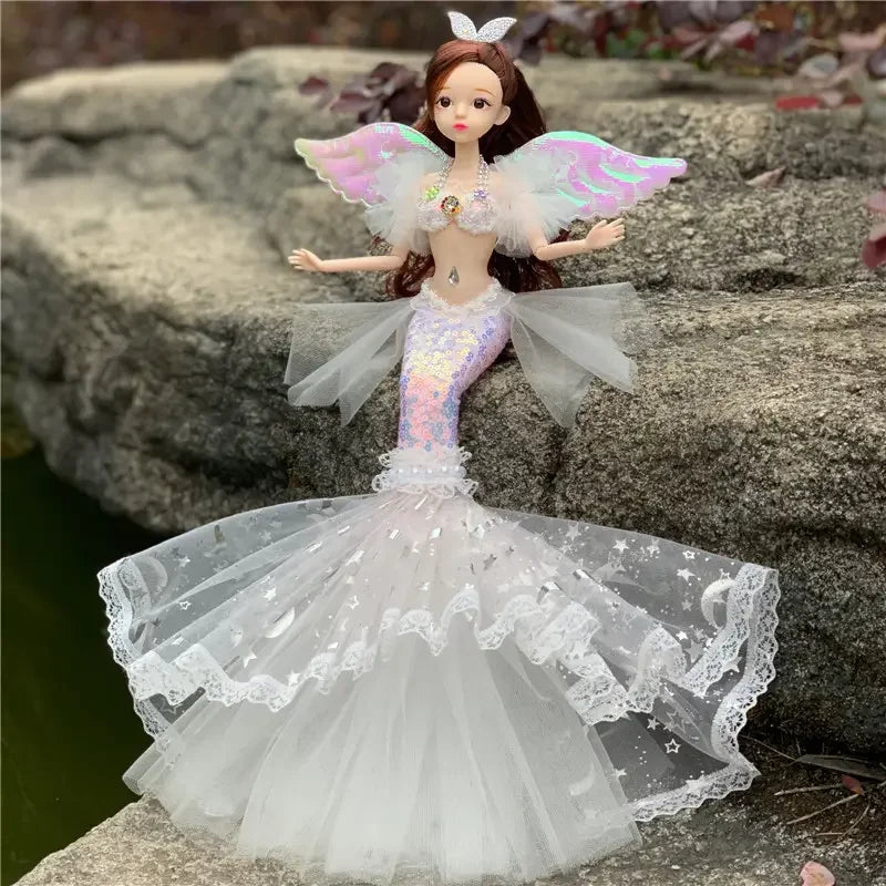 Colorful Mermaid Doll Rainbow Princess Toy Children's Pretend Play House Dress Up Toy Christmas Birthday Gift for Girls