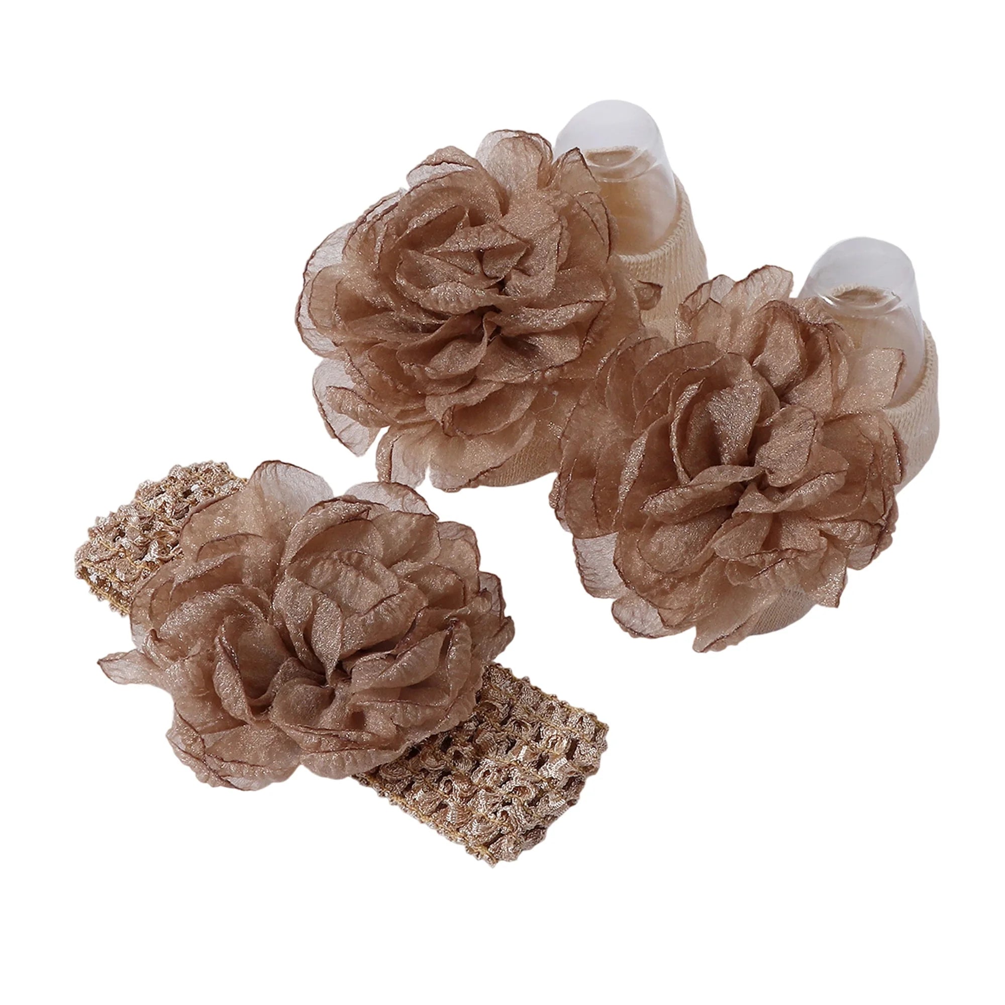 Adorable Baby Girls Hair Bow Clips and Socks Set Sweet Floral Headbands and Ankle Socks Infant Christening Outfit Accessory