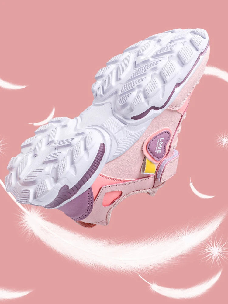 Girls' autumn and winter sports shoes, anti slip leather surface, elementary school students' spring outdoor shoes, middle-aged