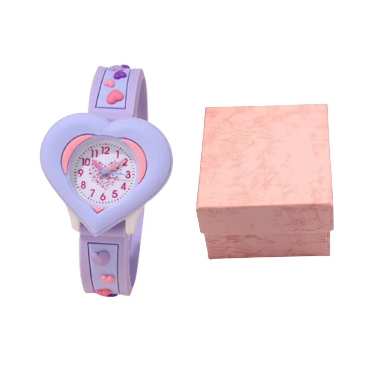 1/2pcs-Cute heart-shaped quartz watch for girls - silicone strap, suitable for Christmas gifts, birthday gifts
