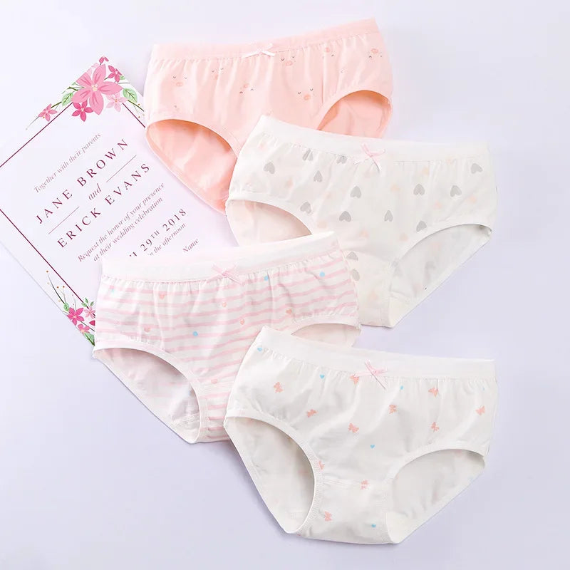 4 Pcs/Lot Girls Underwear Soft Cotton Panties Girls Teens Underpants Baby Girl Kids Children's Triangle Shorts 3-16 Years Old