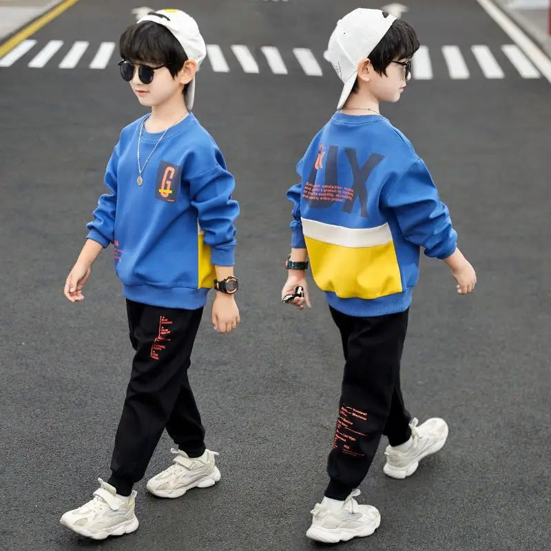 2024 Boys Clothes Set striped Sweatshirt tops + Sport Pants Tracksuits winter Autumn Kids Suit Children 5 7 8 9 10 11 12 13Year