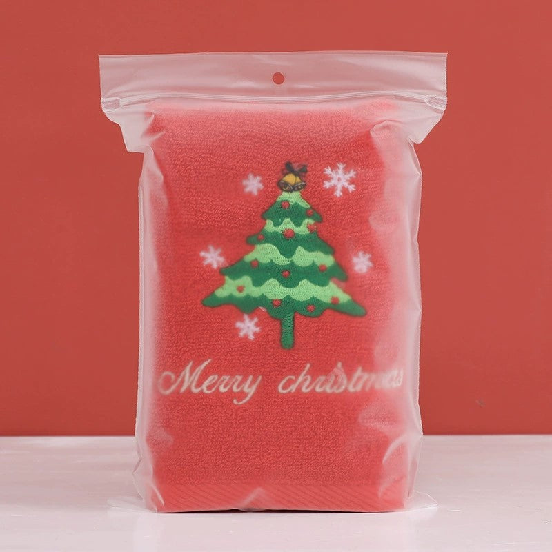 Large Christmas Hand Towels for Bathroom, Cotton Christmas Kitchen Towels, Decorative Embroidery Holiday Towels for Kids