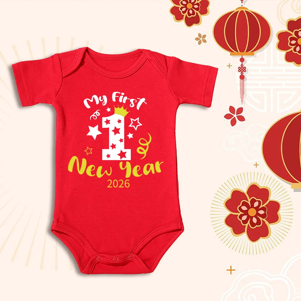 My 1st New Year 2026 Baby Cotton Rompers Newborn Infant Jumpsuit First New Year Baby Bodysuit Toddler New Year Ropa