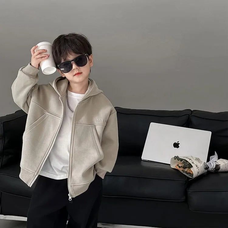 2025 New Boys' Toddler Autumn Spring Stylish Fashionable Hooded Hoodie Jacket - Cute Baby Kids Outerwear Top