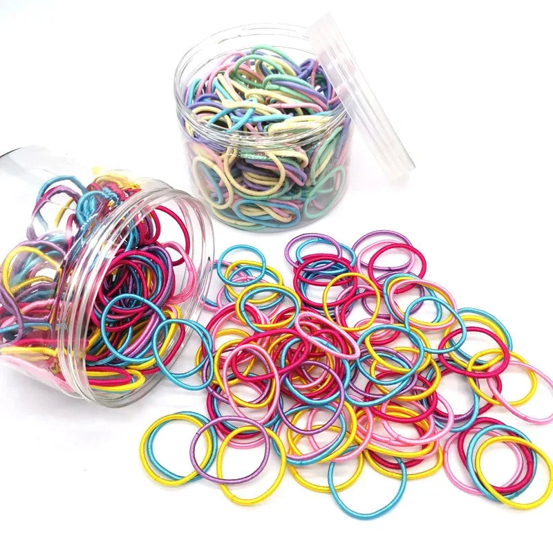 250/300Pcs Girls Colorful Hair Bands Set Nylon Elastic Rubber Band Children Ponytail Holder Scrunchies Kids Hair Accessories