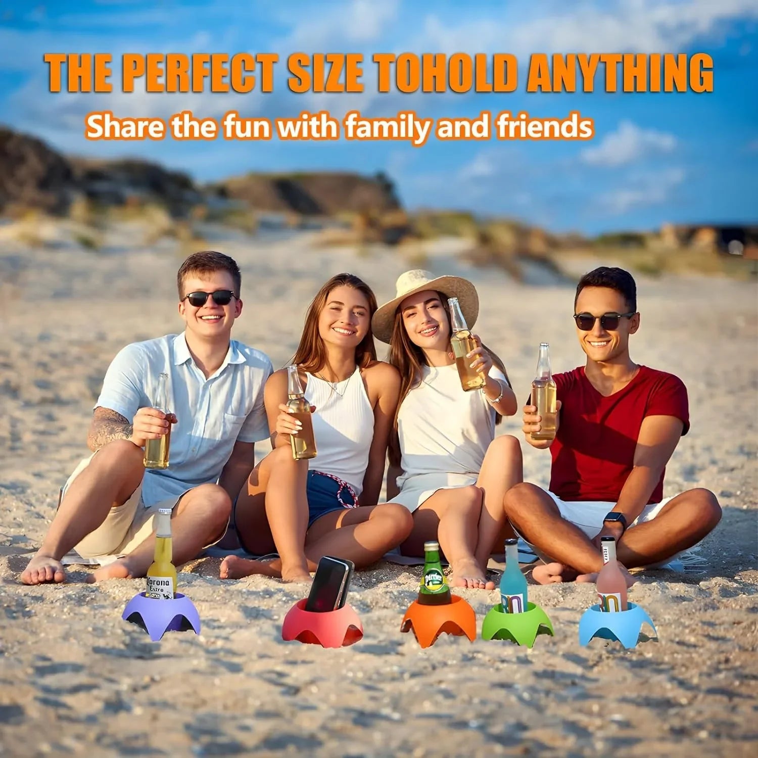 Beach Vacation Essentials Accessories Beach Drink Cup Holder Sand Coasters Beach Sand Cup Holders for Family Friends