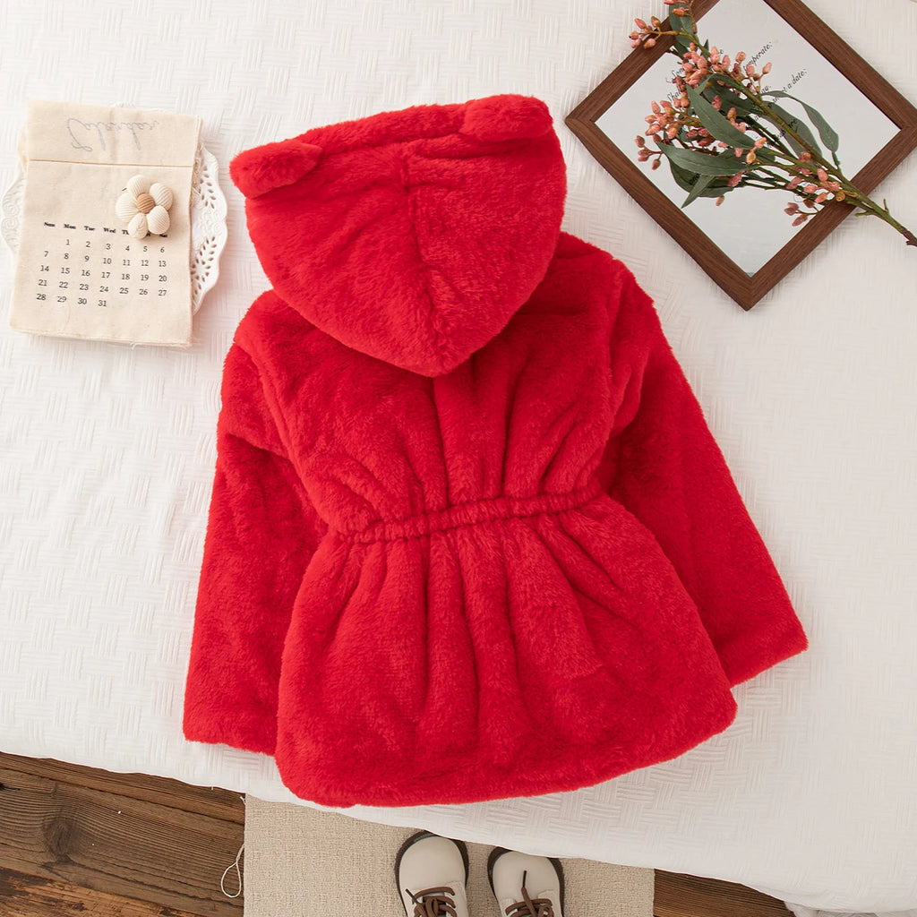 Winter New Thick And Warm Baby Girl Coat, Simple Solid Color Children'S Clothing Suitable For Babies With A Height Of 90-140cm