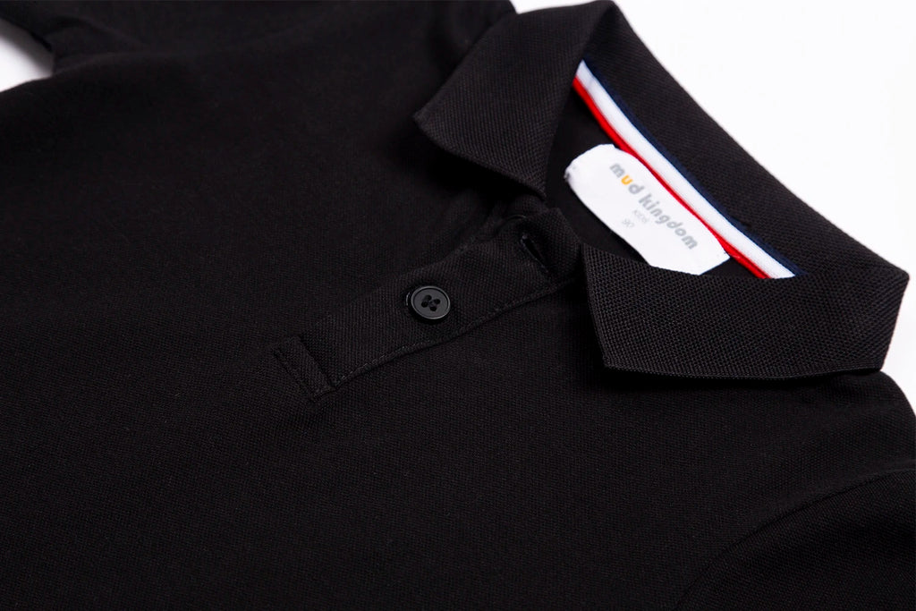 Mudkingdom Boys Pique Polo Shirts Plain Solid Short Sleeve Uniform T-shirts  Collared Cotton Tops for Children School Clothes