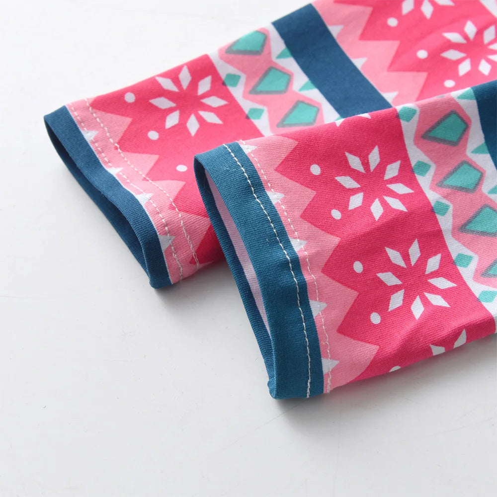 VIKITA 2025 New Girls Long Sleeve Snowflake Print Tops Girls Christmas New Year Xmas Gifts Toddlers Cotton Casual T Shirt Tees