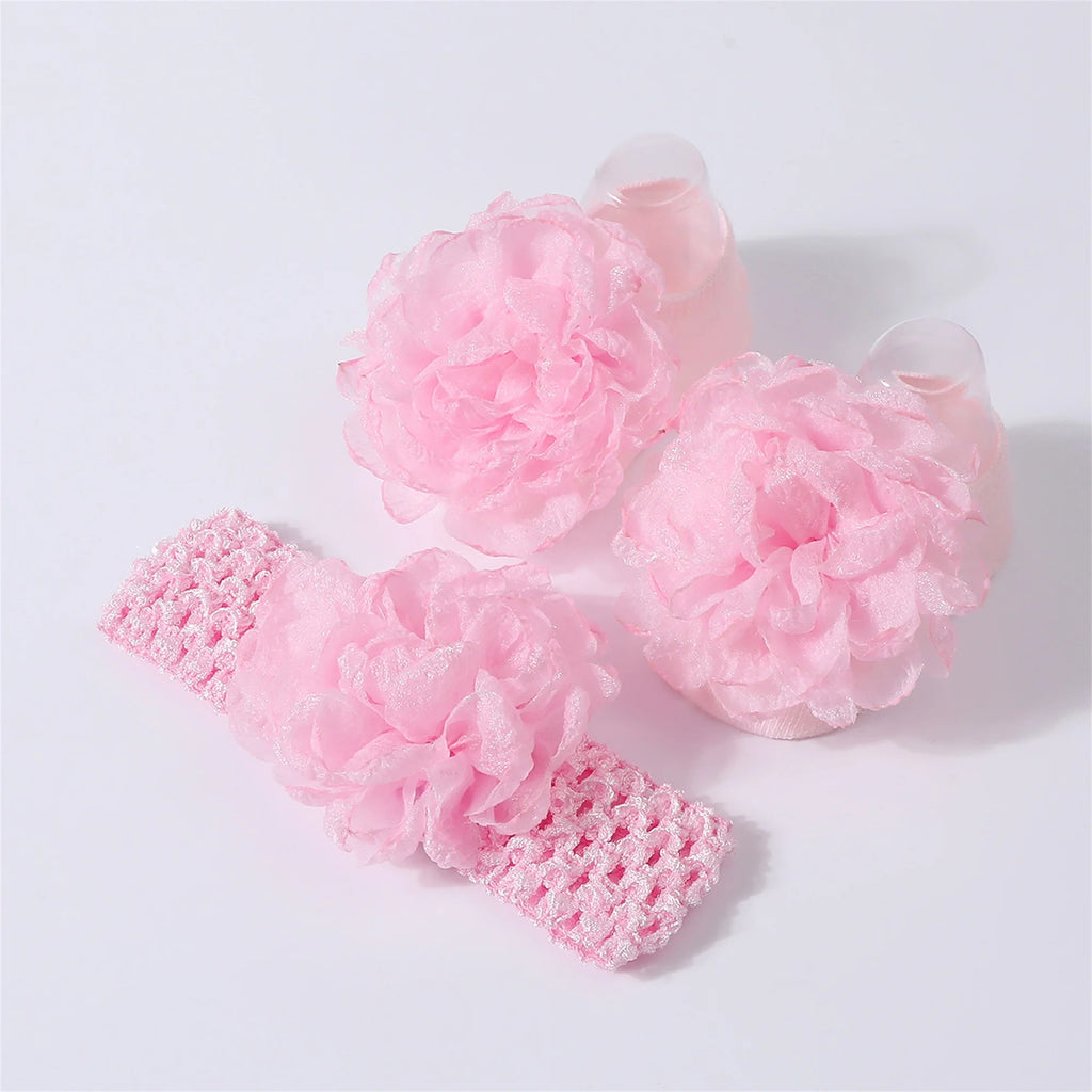 Adorable Baby Girls Hair Bow Clips and Socks Set Sweet Floral Headbands and Ankle Socks Infant Christening Outfit Accessory