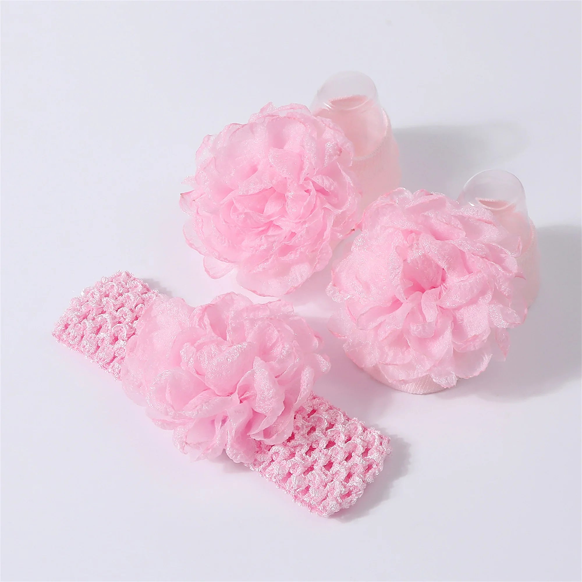 Adorable Baby Girls Hair Bow Clips and Socks Set Sweet Floral Headbands and Ankle Socks Infant Christening Outfit Accessory