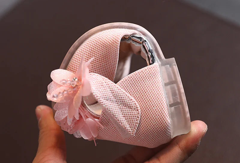Girls Rhinestone Flower Shoes Low Heel Flower Wedding Party Dress Pump Shoes Princess Shoes For Kids Toddler
