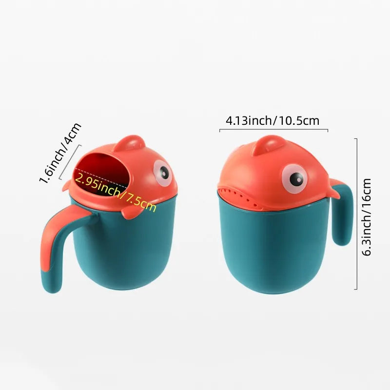 Children's Shampoo Cup, Cute Cartoon Baby Shampoo Shark Cup Bailer, Newborn Baby Toddler Bath Shampoo Shower Scoop, 6.3inch/16cm