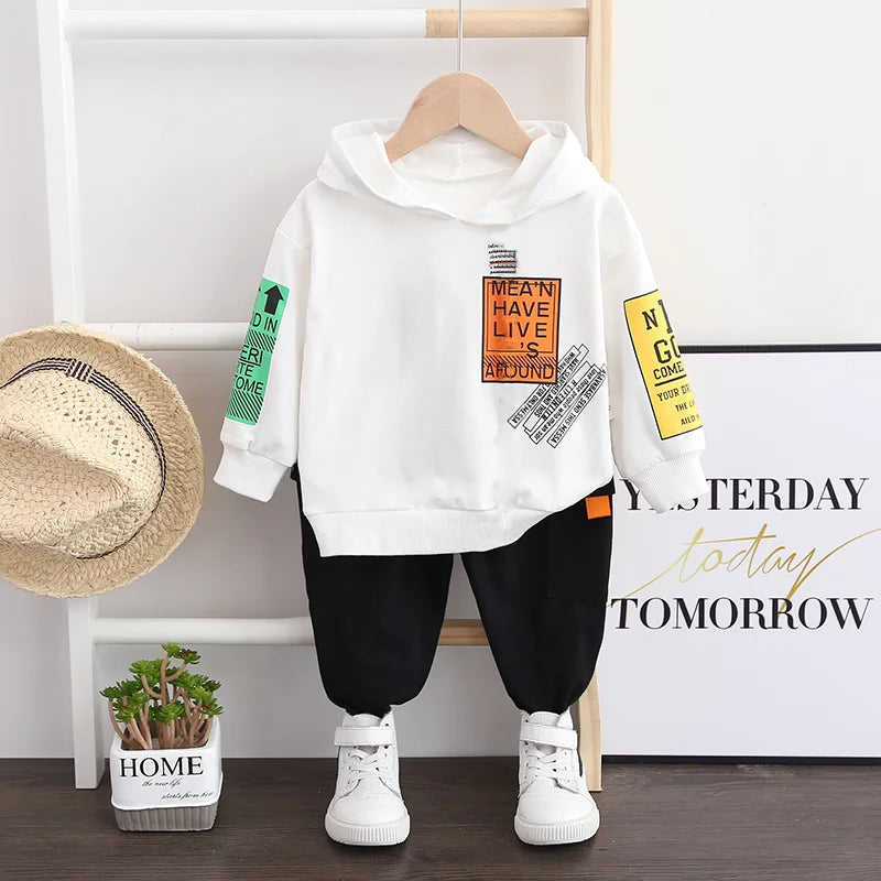 New Spring Autumn Baby Girl Clothes Children Boys Cotton Letter Hoodies Pants 2Piece Set Toddler Fashion Costume Kids Tracksuits