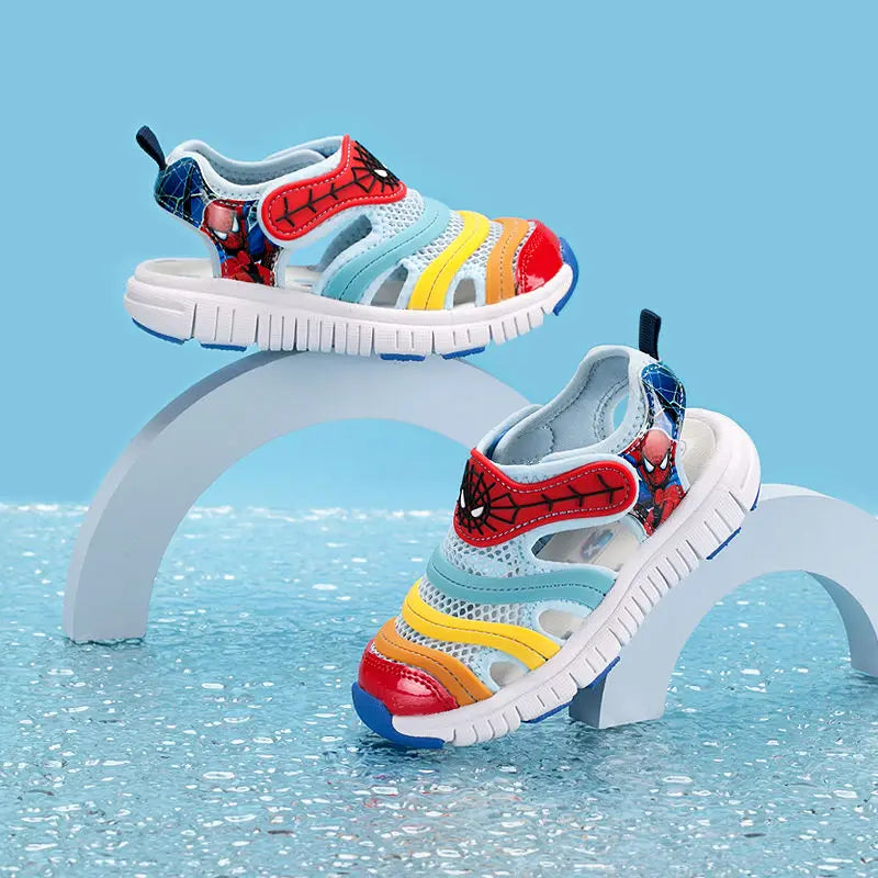 Disney Cartoon Girls' LED Sandals Summer Breathable Children's Sports Beach Girls' Soft Shining Shoes Size 24-35