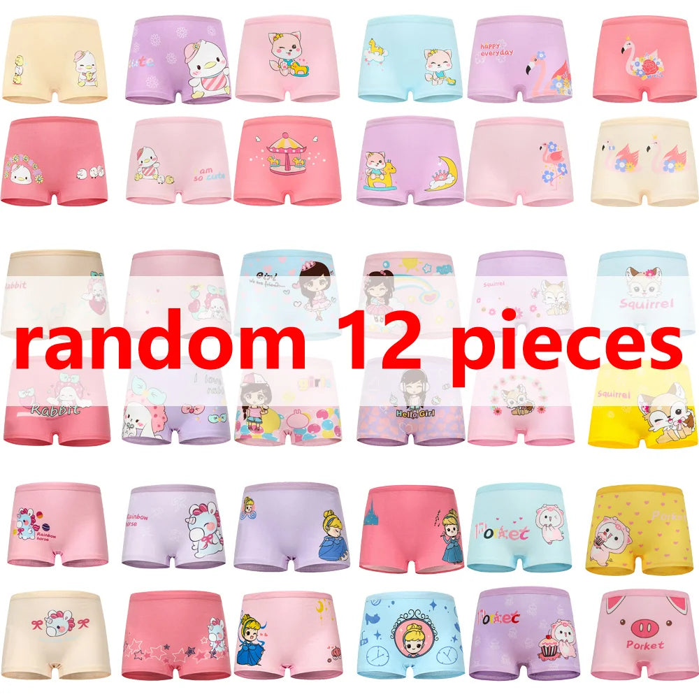 4/8/12 Pcs Children Girls Panties Sets Cotton Cute Cartoon Princess Unicorn Print Child Underwear for Girl Kid Boxer Breathable