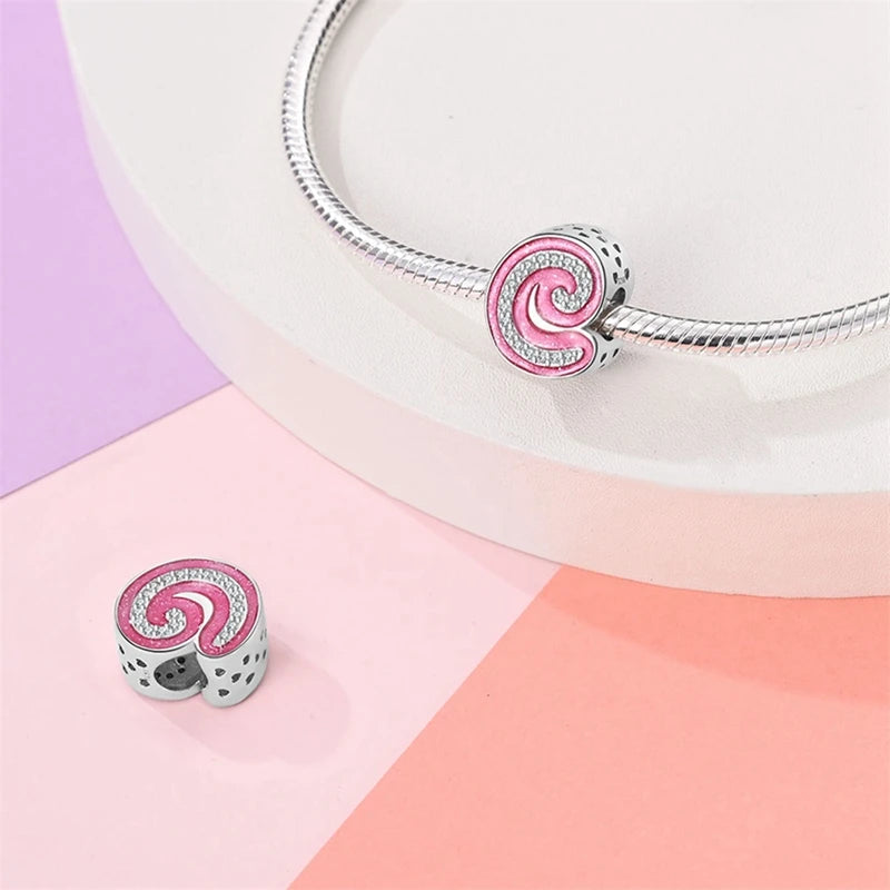 Pink Girl Series 925 Sterling Silver Alphabet Charms Beads Cute Letter Fit Original Bracelet Bangle Necklace DIY Jewelry