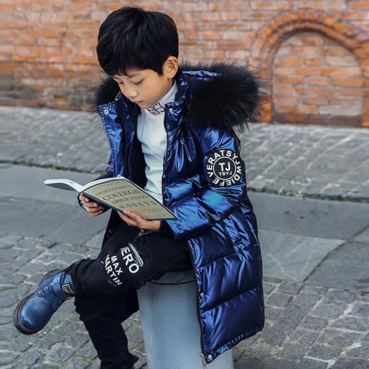 2025 New Boys Girls Cotton-Padded Coat Winter Outerwear Stylish Mid-Length Toddler Big Kids Winter Jacket