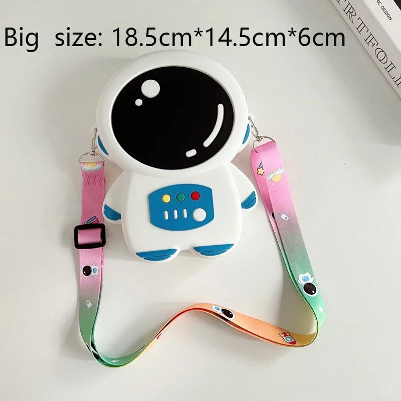 Astronaut Crossbody Bags Lovely Kawaii Bag Princess Small Storage Silicone Purse Cartoon Cosmonaut Model Toys Kids Prince Gift