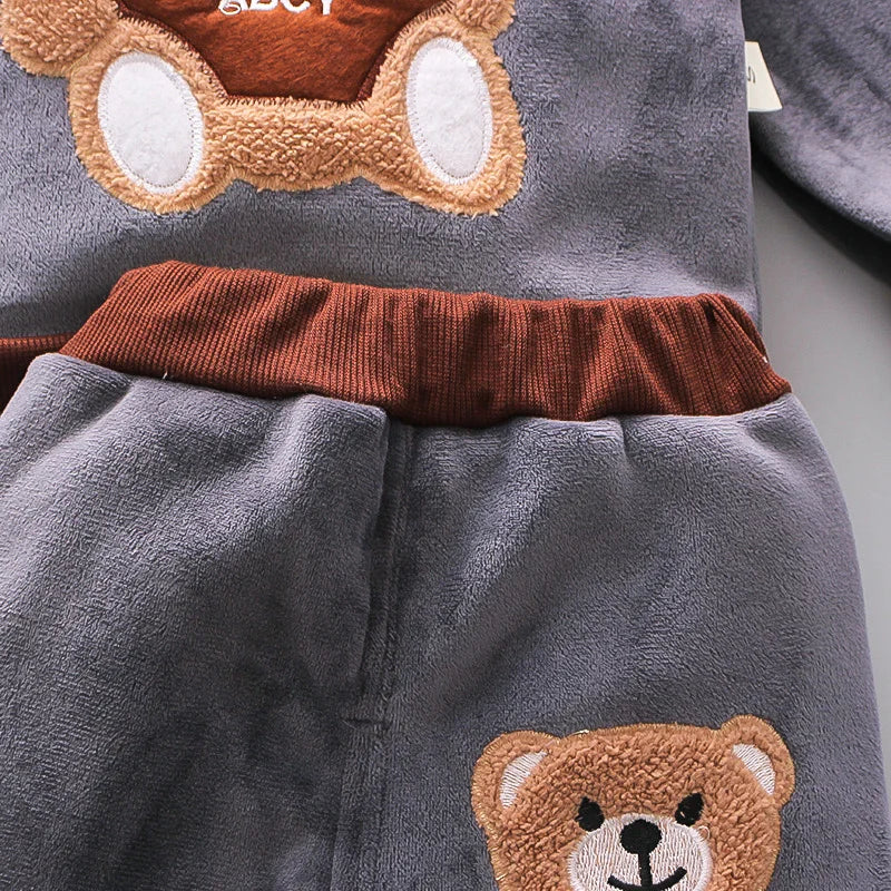 New Winter Baby Girls Clothes Suit Children Boys Thicken Warm Hooded Vest T-Shirt Pants 3Pcs/Set Toddler Costume Kids Tracksuits