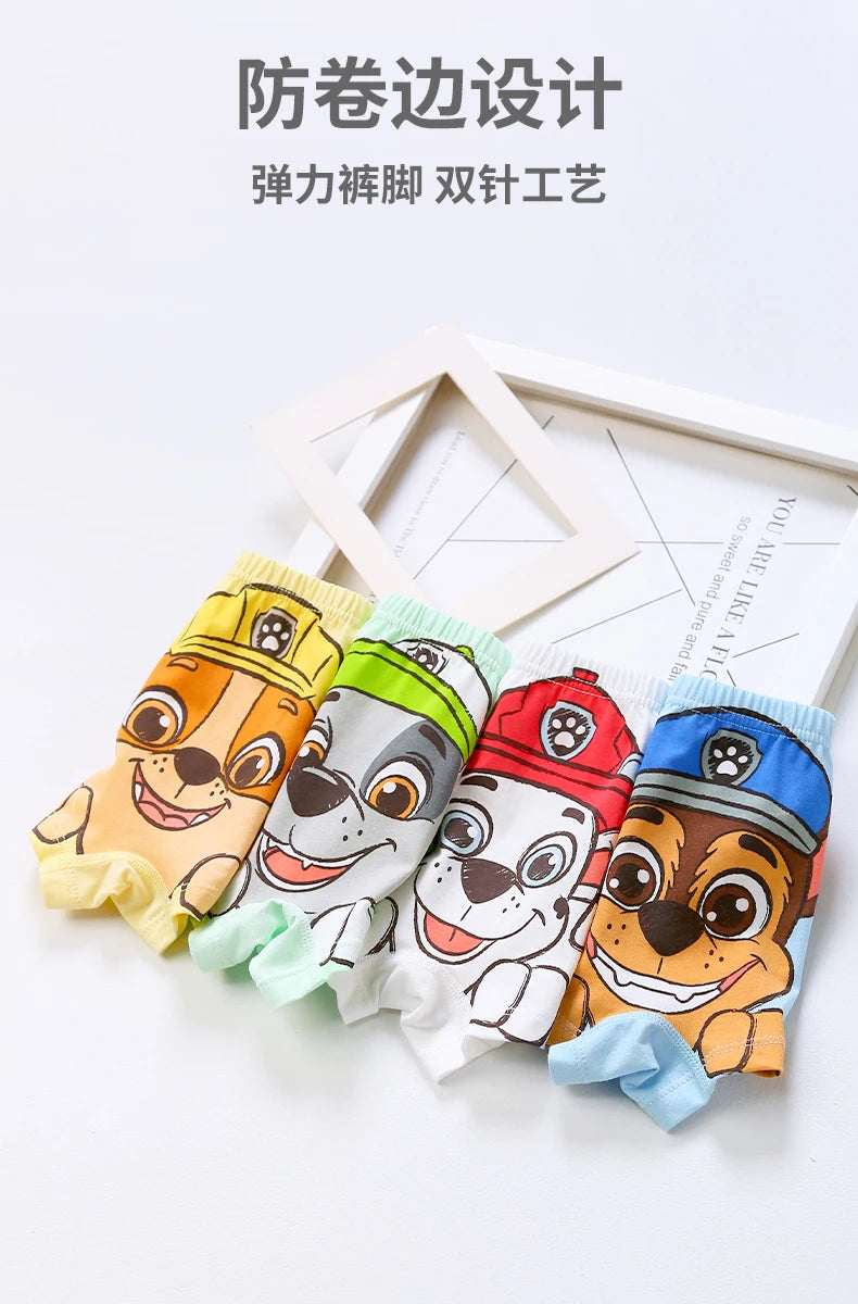100% Genuine Paw Patrol 4PCS/LOT Cotton Boxers Panties Cartoon Printed Kids Underwear Children's Underpants Shorts Panties 2-8Y