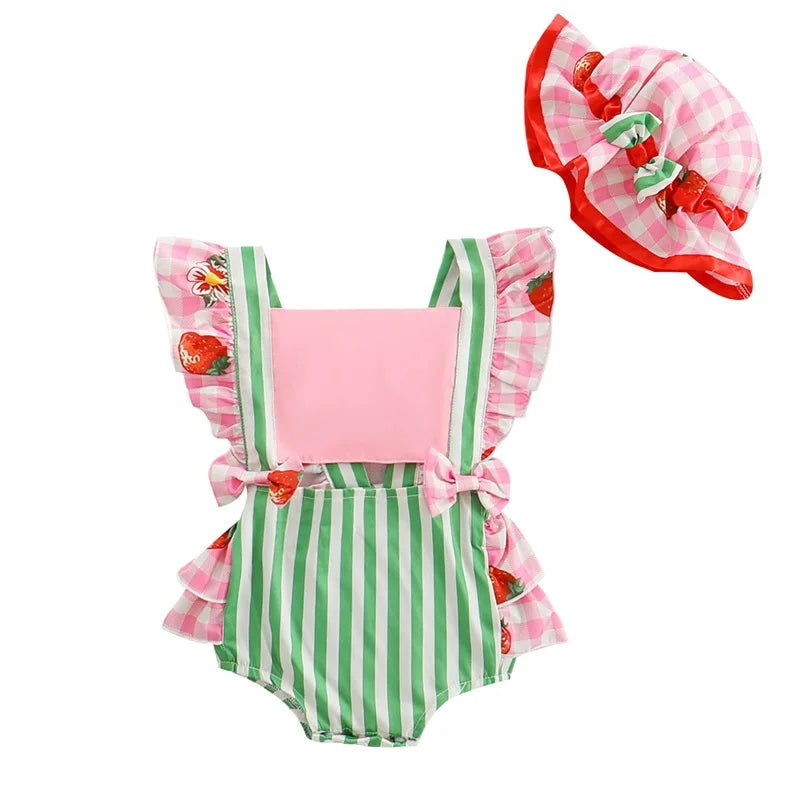 Toddler Girls Floral Print Sleeveless Rompers with Bow Headband Set Summer Jumpsuits Outfits Clothes for Baby Girls