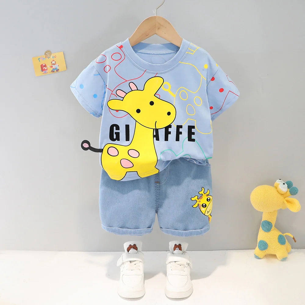 New Summer Baby Girls Clothes Suit Children Boys Fashion Cartoon T-Shirt Shorts 2Pcs/Sets Toddler Casual Costume Kids Tracksuits