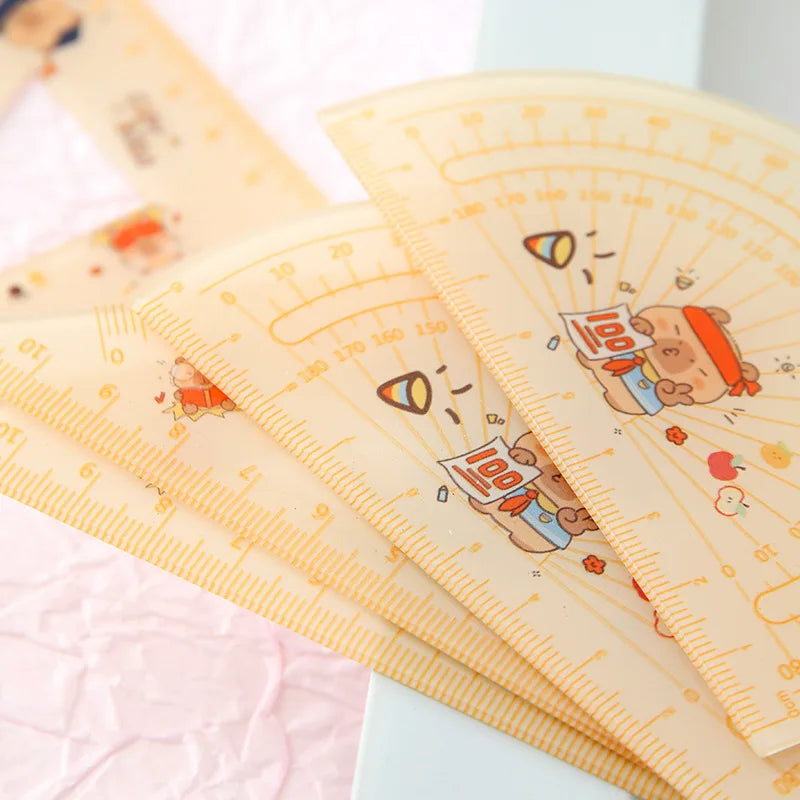 Multi-function Drawing Tools Student Stationery Measuring Tools Cartoon Capybara Measuring Ruler Folding Ruler Drawing Ruler
