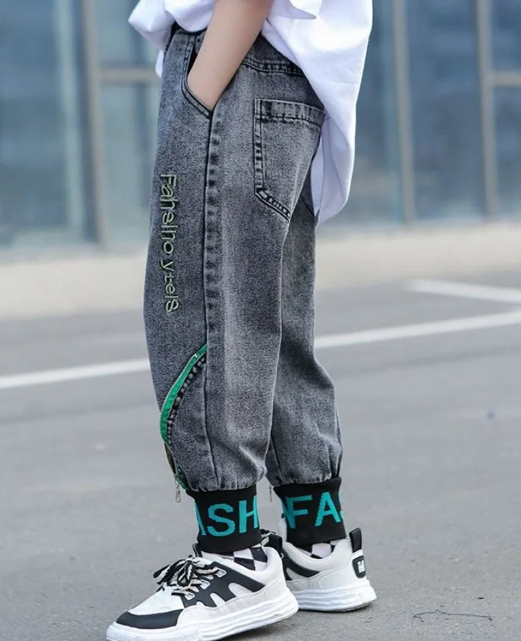 Kids' Loose Fit Dad Jeans for Boys & Girls, Big Kids Spring Autumn School Jeans, Stylish & Trendy Long Pants