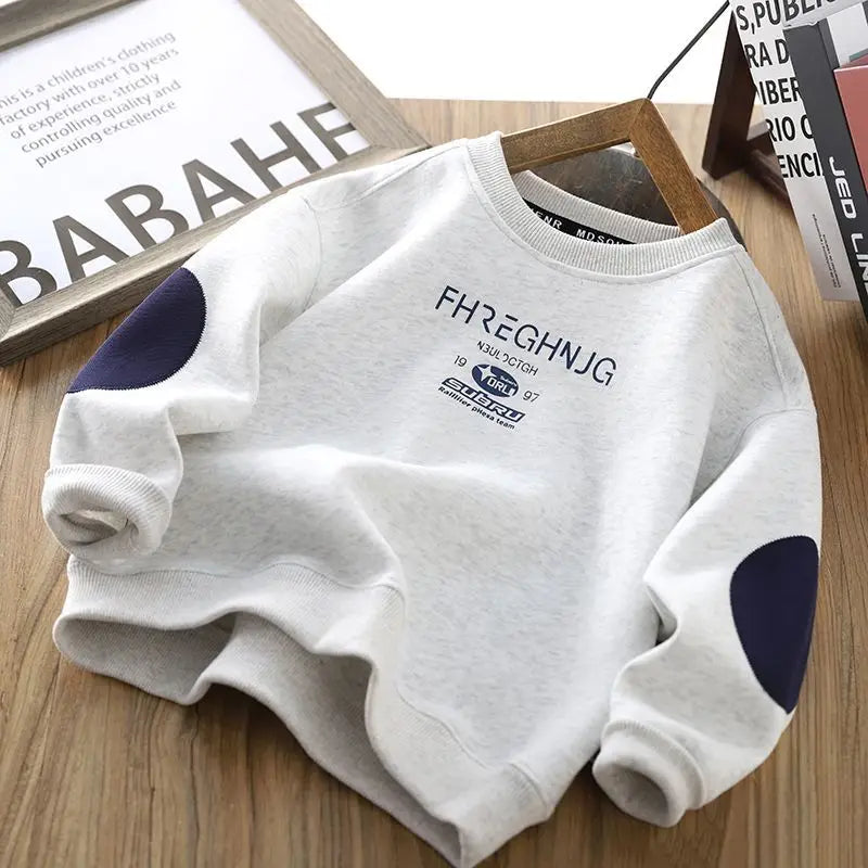 Boys' Middle/Big Kids 2025 New Spring/Autumn Crewneck Long Sleeve Stylish Sweatshirt Tops