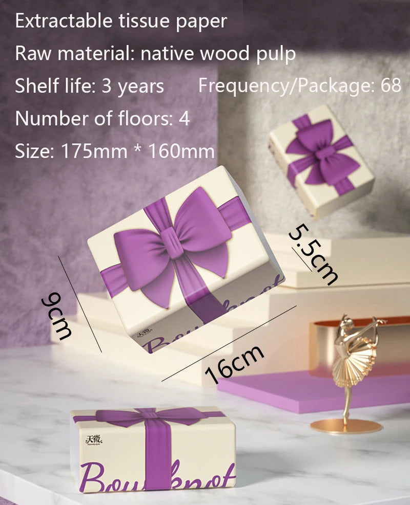 6 Packs/Sets Facial Tissue 4 Ply Soft Toilet Paper Disposable Napkin Bag Cover Tissue For Bathroom Living Room Office,(Times/68)