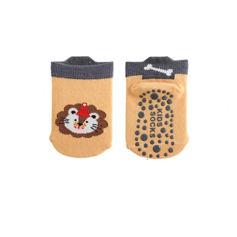 6 Pairs Spring Summer Kids Cotton Socks Children Autumn Cute Cartoon Animal Pattern Comfy Breathable Baby Non-slip Floor Socks