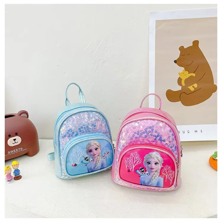 Disney Frozen Girls Backpack Elsa Princess New Girls Backpack Cartoon Cute Sequins Fashion Trend Kindergarten School Bag