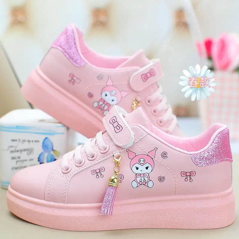 Sanrio hello kitty  spring autumn non-slip net shoes girl casual shoes cartoon board shoes kuromi sports shoes cute Sneakers