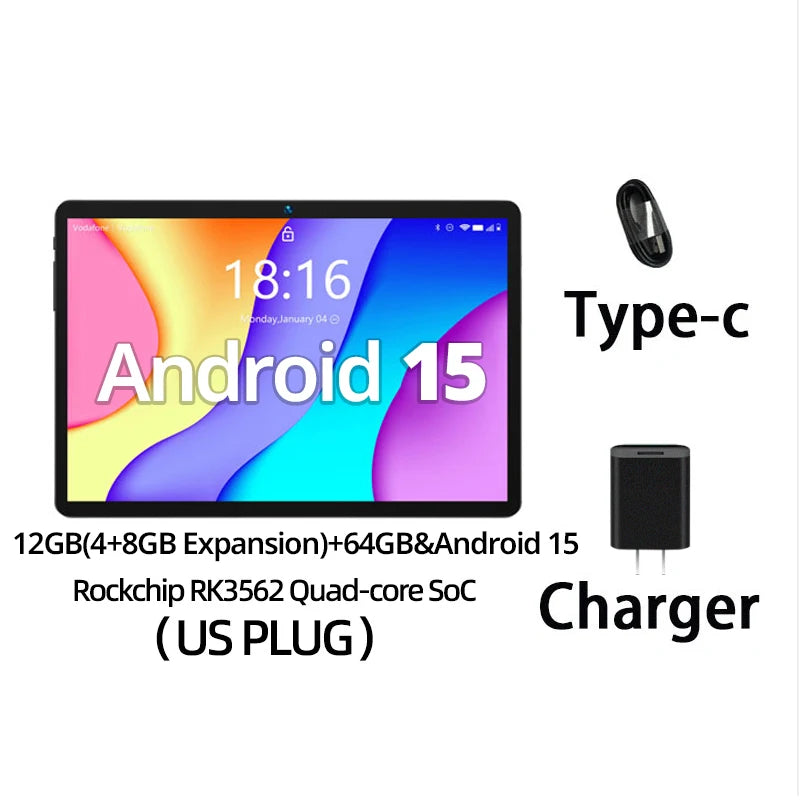 BMAX Kids Tablet I9 Plus Android 15 GPU G522EE 8GB RAM 64GB ROM 10.1 Inch Allwinner RK3562 Quad Core Port Tablets PC WIFI 6