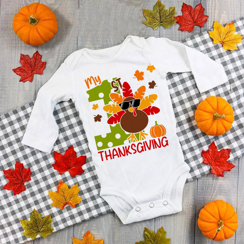 My First Thanksgiving Baby Bodysuit Infant Turkey Romper Girl Boy Cute Clothes Thanksgiving Baby Gift Fall Toddler Jumpsuit
